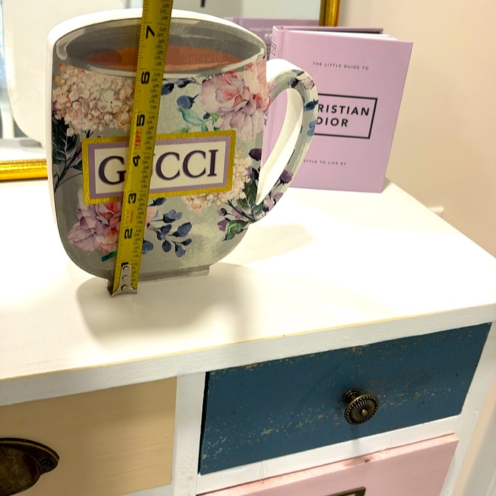 Home Decor- Novelty Gucci Floral Wooden Mug with Pink and Purple Accents - Picture 8 of 12